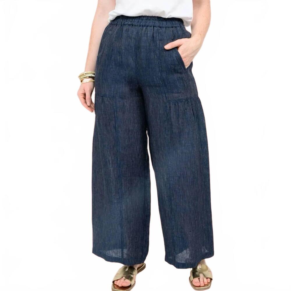 NEW IVY JANE wide leg striped pant in navy